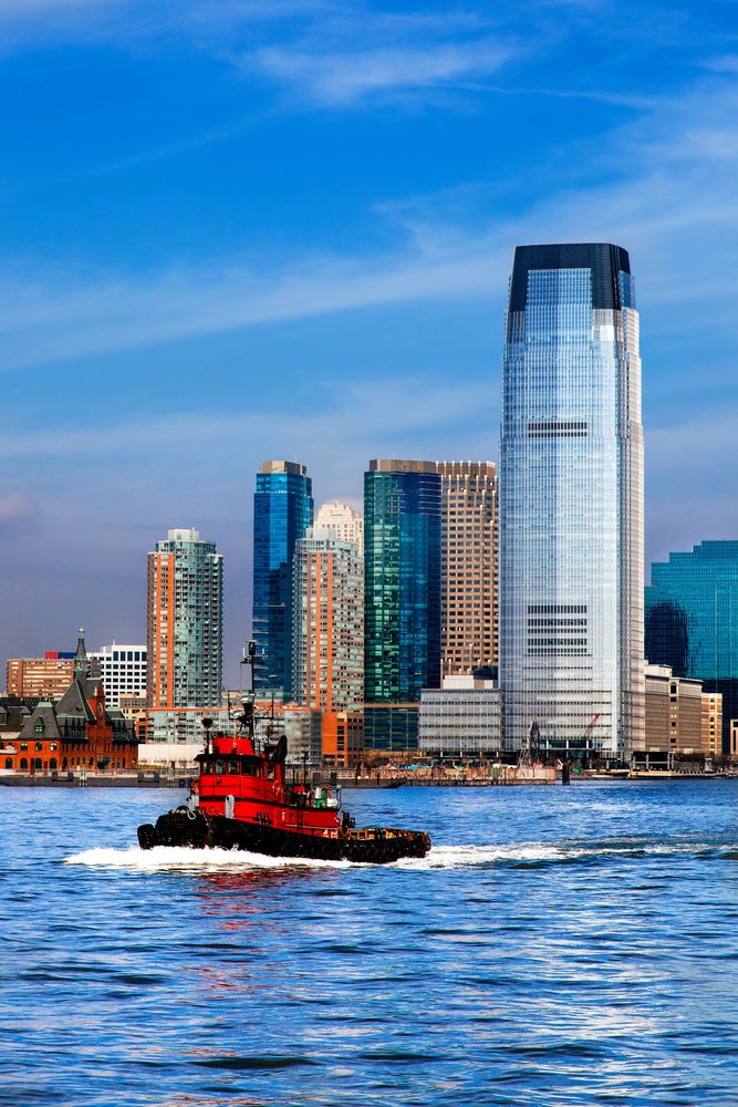 Hoboken, New Jersey, Skyline And Waterfront Viewed From The Hudson River