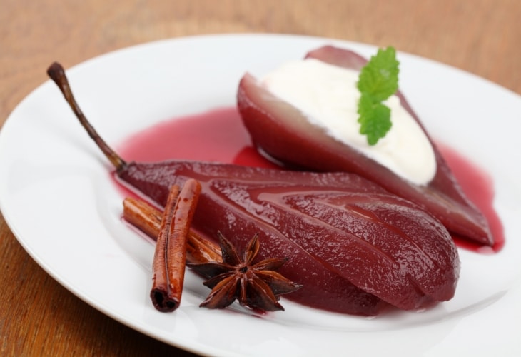 pears poached in red wine
