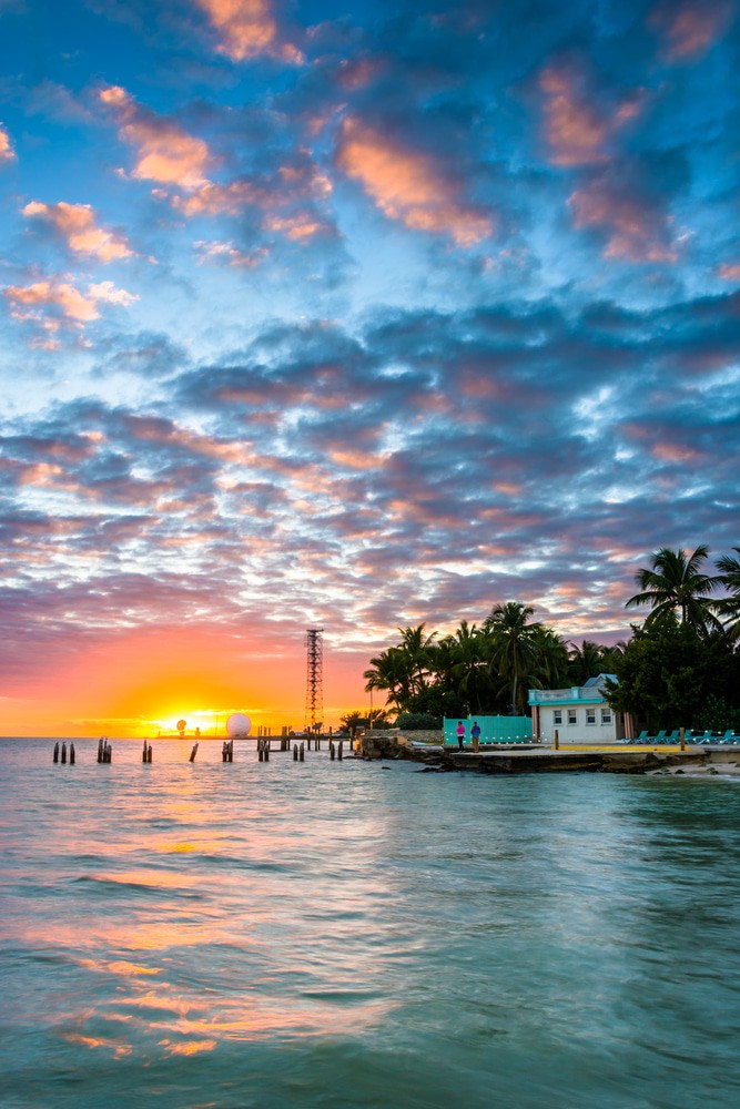 Sunset Over The Gulf Of Mexico From The Southernmost Point In Key West, Florida