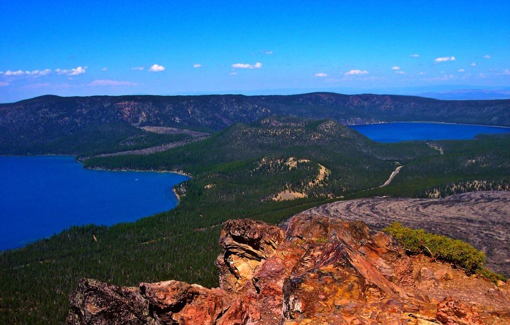 Paulina Lake and East Lake and the Obsidian Lava Bed