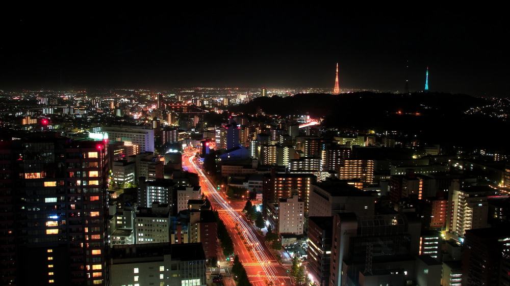 Night view of SS30 observation deck in Sendai