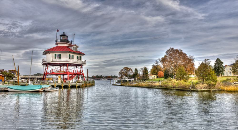 The Drum point Lighthouse on the Chesapeake Bay in Maryland