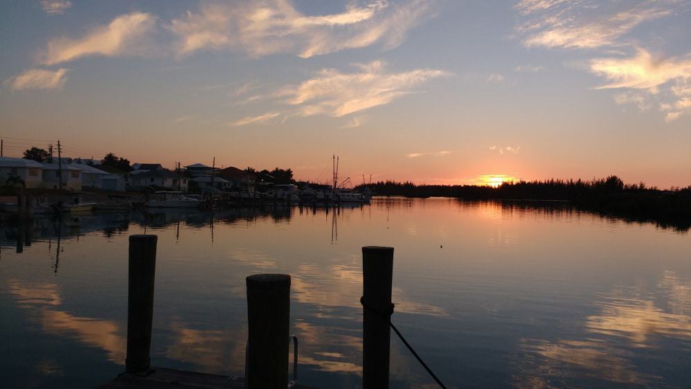 Sunrise from the dock in Spanish Wells, Bahamas 