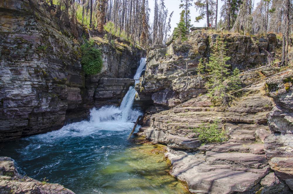 St Mary's falls in Glacier National Park, Montana