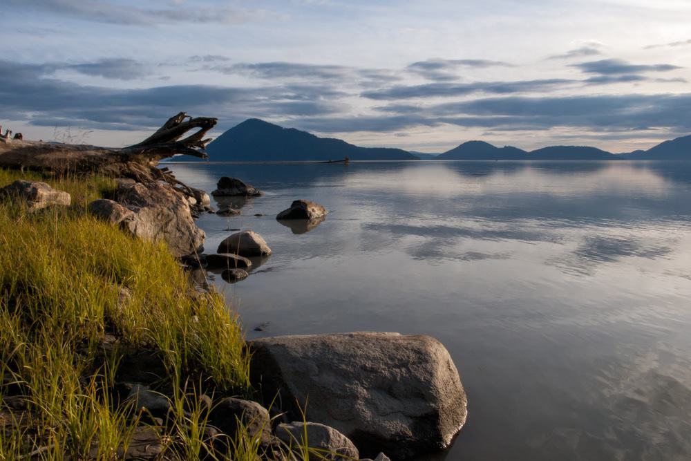 Calm ocean at Stikine river delta near Wrangell