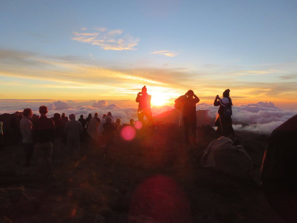 Sunrise on Haleakala National Park on Haleakala Peak on Maui