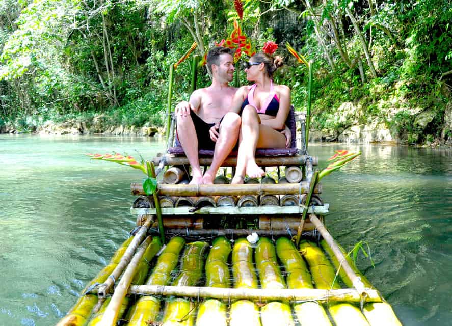 Couples Bamboo Rafting Great River Jamaica