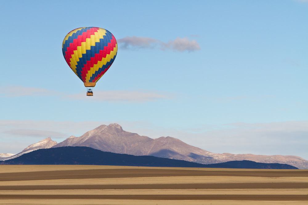Hot Air Balloon Over Colorado Rocky Mountains