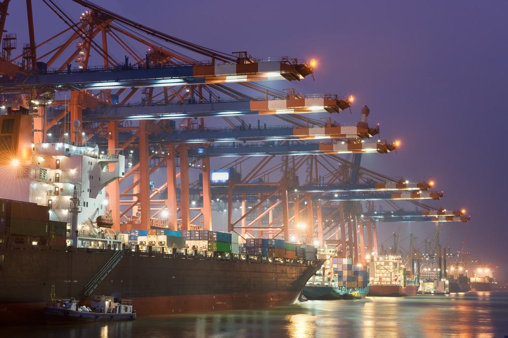 Hamburg Harbor by Night