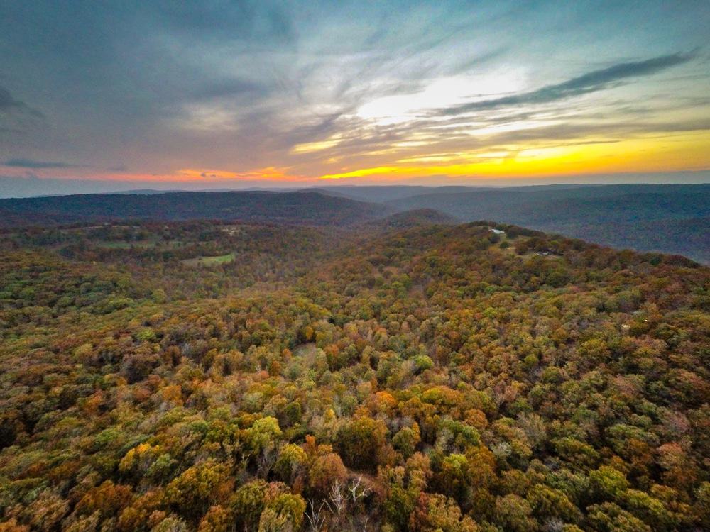 aerial view of the Ozark Mountains
