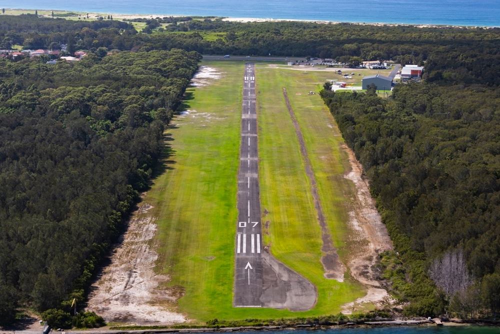 Aerial view of Lake Macquarie Airport