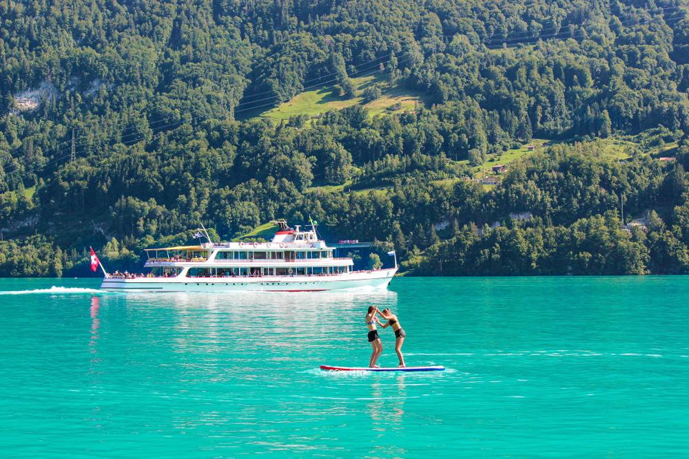 Paddleboarding on Lake Brienz