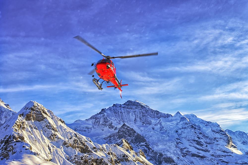 Helicopter in the Swiss Alps