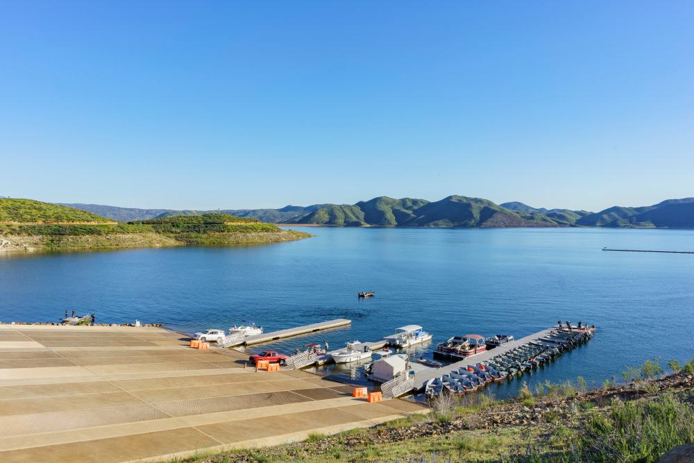 Sunny View of a Dock of Lake Elsinore