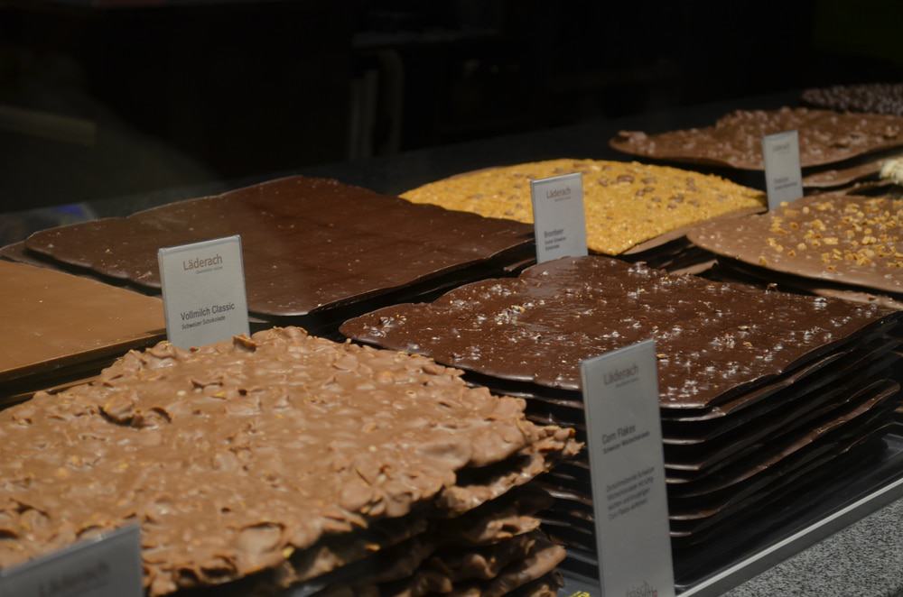 Swiss Chocolate Bars on Display in Lucerne