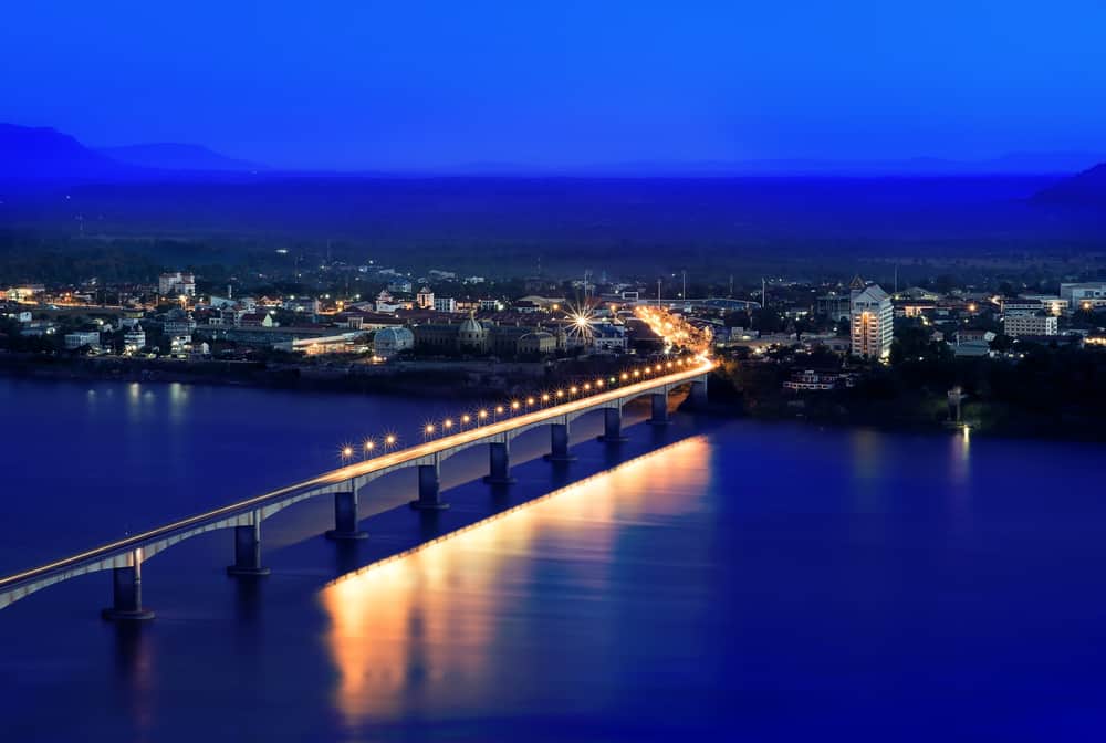 Pakse and Mekong River at Night