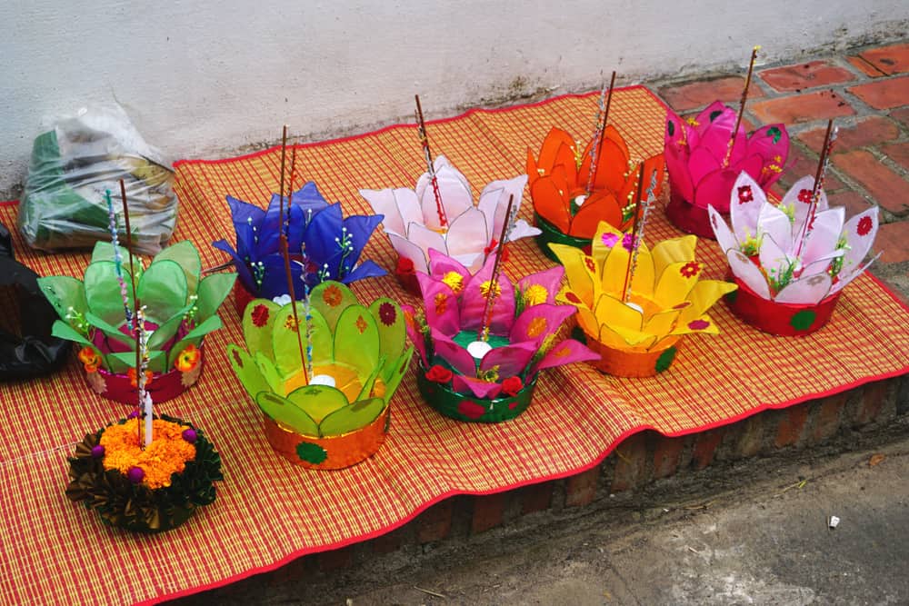 Colorful decorated floats for Bun Awk Phansa Festival