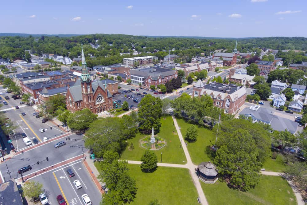Aerial View of Downtown Natick