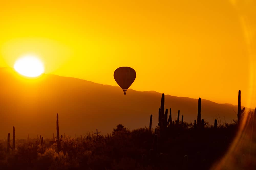 Hot Air Balloon Floating over the Sonoran Desert