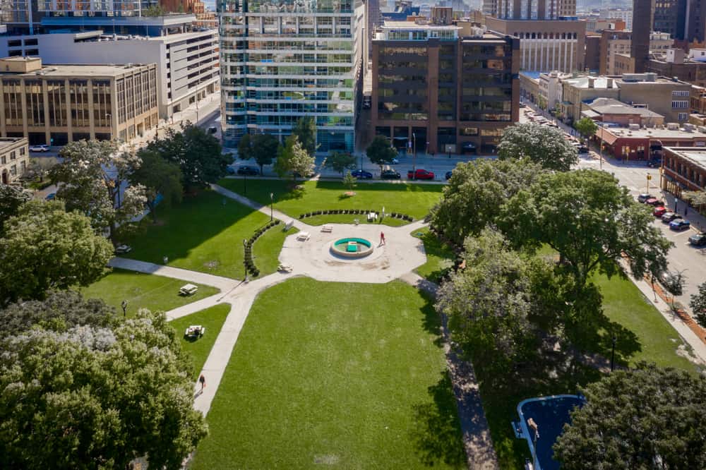 Aerial view of Cathedral Square Park