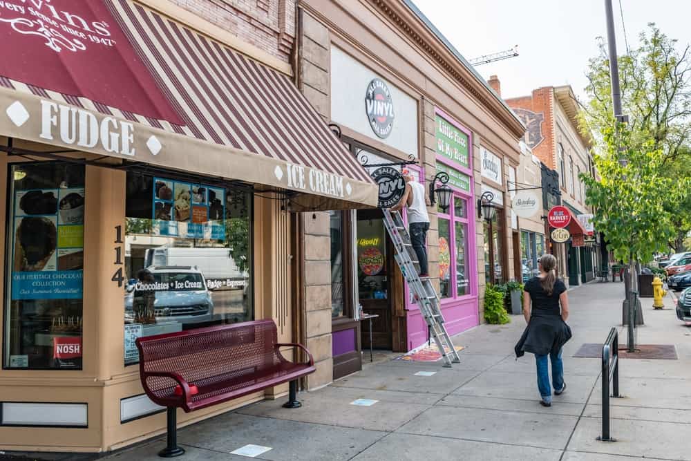 Shops in the Old Town of Fort Collins