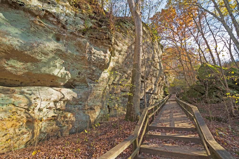 Walking the stairs in Giant City State Park